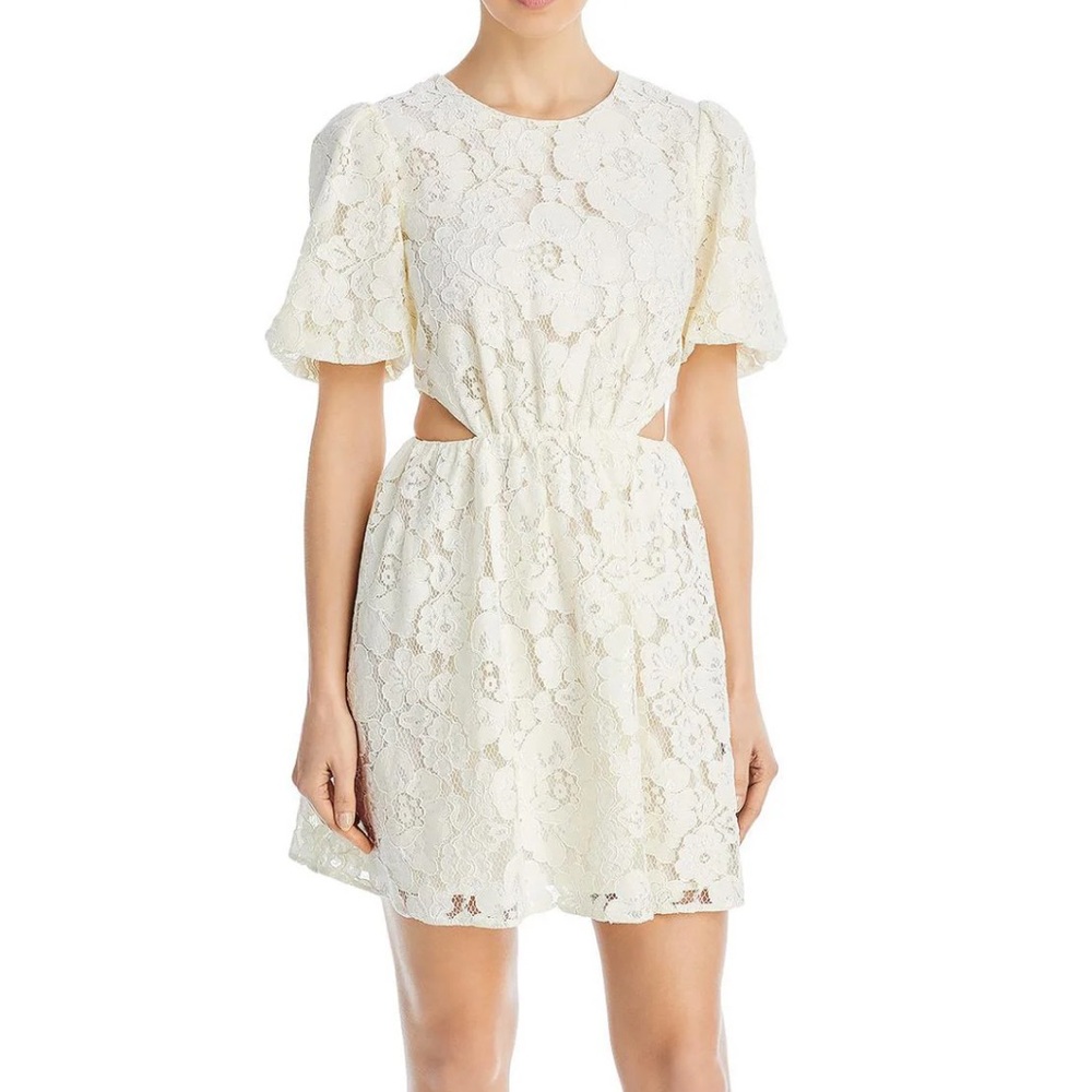 NEW $128 WAYF IVORY LACE CUT OUT MINI DRESS CREAM SIZE MEDIUM